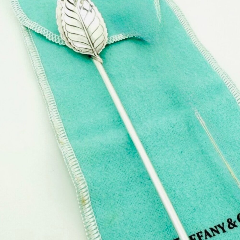 Tiffany & Co Mint Julep Leaf Bar Stirrer Straw Sterling Silver